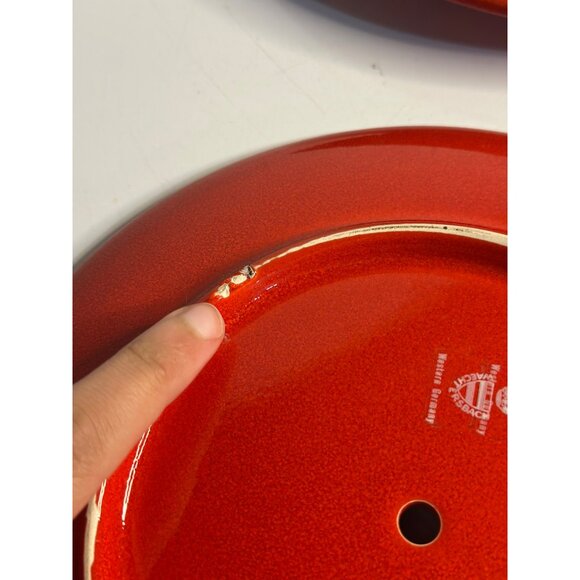VTG Waechtersbach 7.5" Red Christmas Tree Cake Tier Replacement Plates W. German - Picture 4 of 8